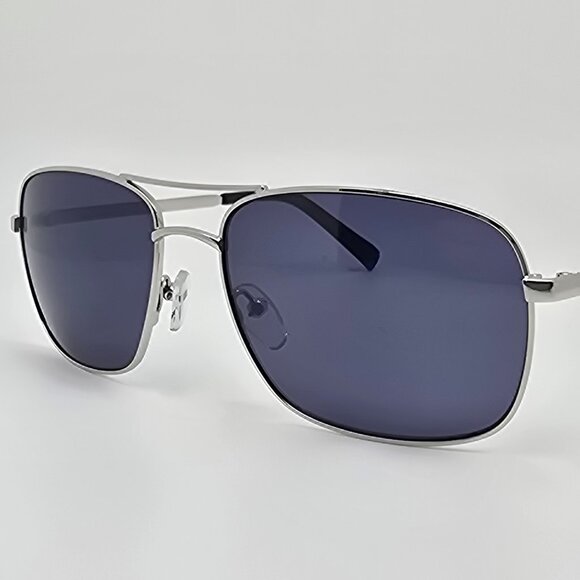 Calvin Klein R163S 045 Silver Frame Dark Blue Lens Aviator Sunglasses w/ Case - Picture 4 of 16